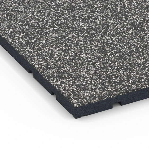 Detailaufnahme der Randausprägung von WARCO-Produkt 7132, Podłoga na siłownię zewnętrzną, Format 60 x 60 x 3 cm | 0,36 m², Farbe Ciemnoszary granit.