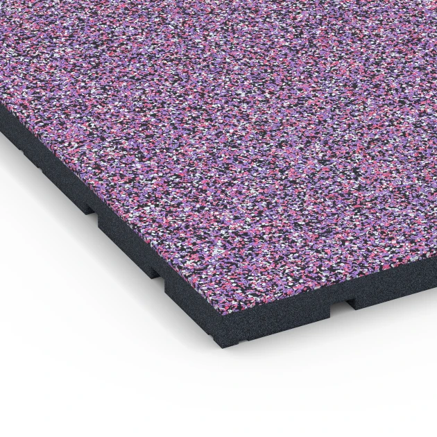 Detailaufnahme der Randausprägung von WARCO-Produkt 7137, Podłoga na siłownię zewnętrzną, Format 60 x 60 x 3 cm | 0,36 m², Farbe Lawenda.