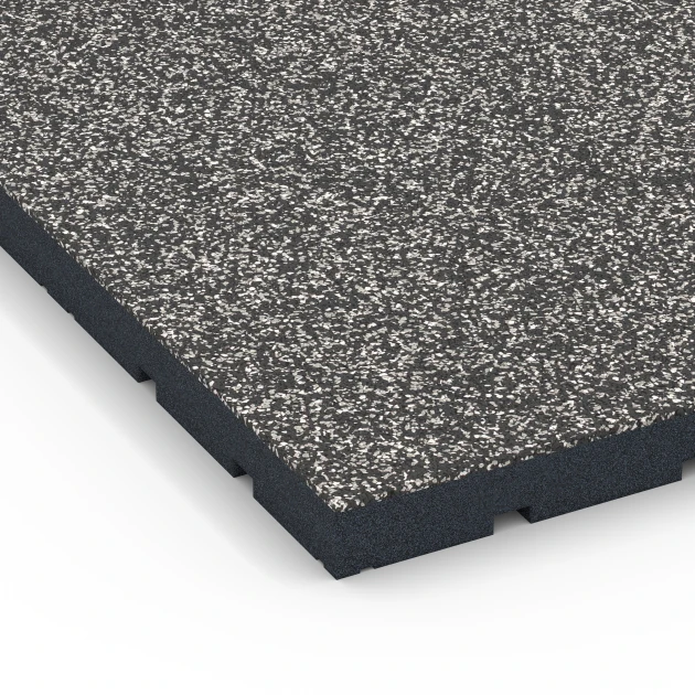 Detailaufnahme der Randausprägung von WARCO-Produkt 7141, Podłoga na siłownię zewnętrzną, Format 60 x 60 x 4 cm | 0,36 m², Farbe Ciemnoszary granit.