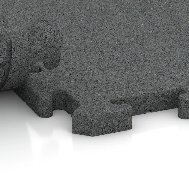 Großaufnahme vom Verbindungssystem von WARCO-Boden 2788 - Nawierzchnia dla psów im Farbdesign Szary łupkowy. Abmessungen 500 x 500 x 30 mm.