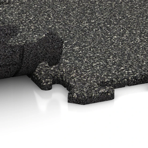 Großaufnahme vom Verbindungssystem von WARCO-Boden 0051 - Podłoga na balkon im Farbdesign Ciemnoszary granit. Abmessungen 50 x 50 x 1,8 cm | 0,25 m².