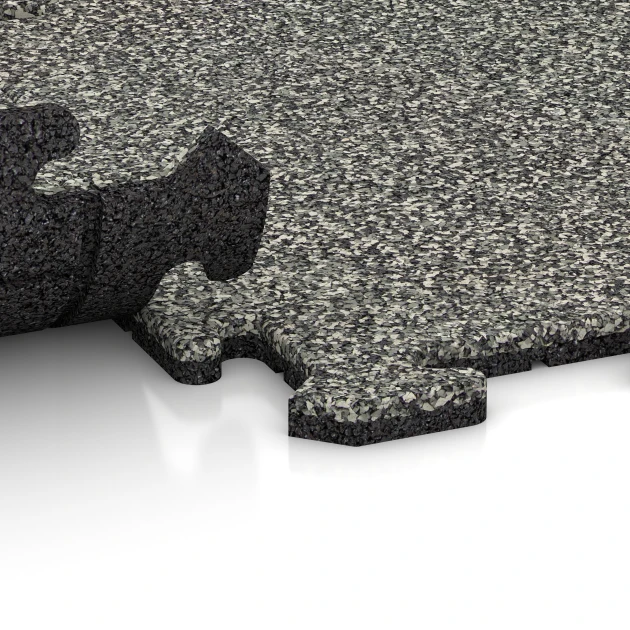 Großaufnahme vom Verbindungssystem von WARCO-Boden 3870 - Nawierzchnia dla psów im Farbdesign Szary granit. Abmessungen 50 x 50 x 1,8 cm | 0,25 m².