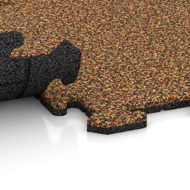 Großaufnahme vom Verbindungssystem von WARCO-Boden 3873 - Nawierzchnia dla psów im Farbdesign Terakota. Abmessungen 50 x 50 x 1,8 cm | 0,25 m².