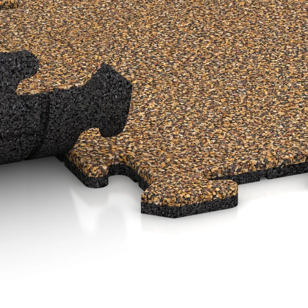 Großaufnahme vom Verbindungssystem von WARCO-Boden 5684 - Płyta podłogowa puzzle Indoor im Farbdesign Rattan. Abmessungen 50 x 50 x 1,8 cm | 0,25 m².