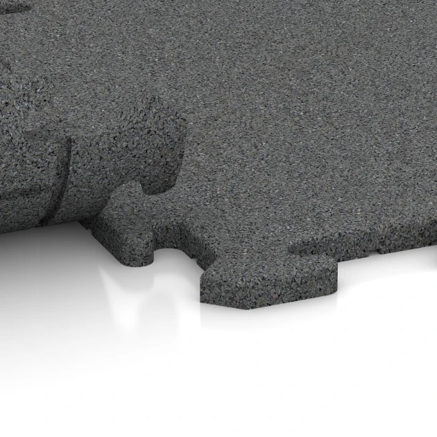 Großaufnahme vom Verbindungssystem von WARCO-Boden 5688 - Płyta podłogowa puzzle Indoor im Farbdesign Szary łupkowy. Abmessungen 500 x 500 x 18 mm.