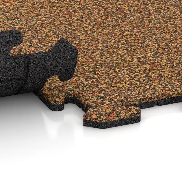 Großaufnahme vom Verbindungssystem von WARCO-Boden 3943 - Nawierzchnia sportowa dla psów HD im Farbdesign Terakota. Abmessungen 1000 x 1000 x 18 mm.