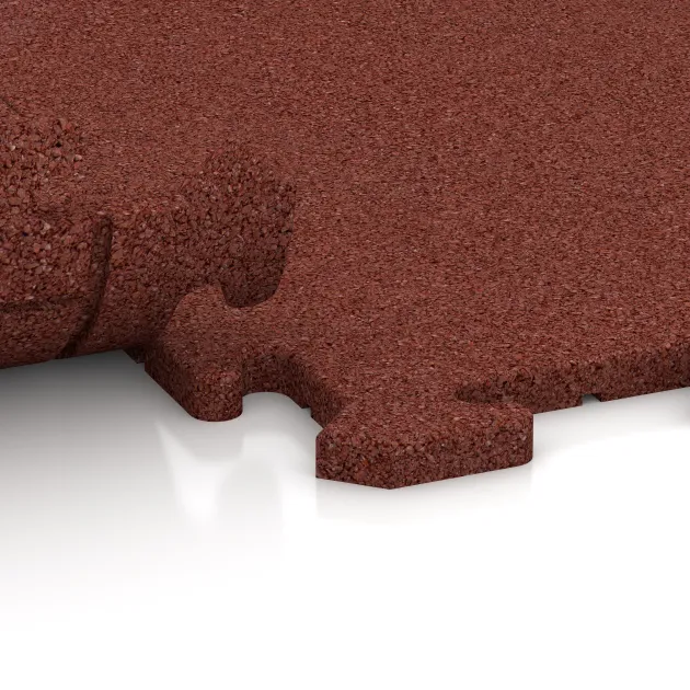 Großaufnahme vom Verbindungssystem von WARCO-Boden 3960 - Nawierzchnia sportowa dla psów HD im Farbdesign Czerwony ceglasty. Abmessungen 1000 x 1000 x 18 mm.