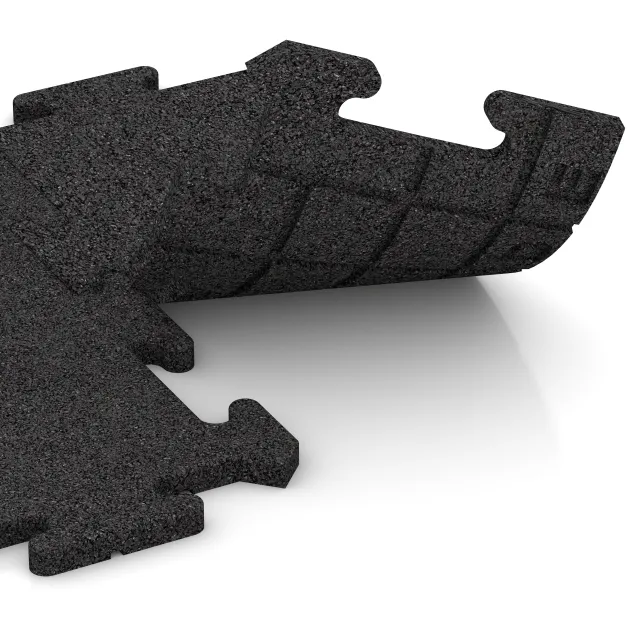 Großaufnahme vom Verbindungssystem von WARCO-Boden 4679 - Płyta brzegowa HD im Farbdesign Czarny. Abmessungen 500 x 235 x 18 mm.