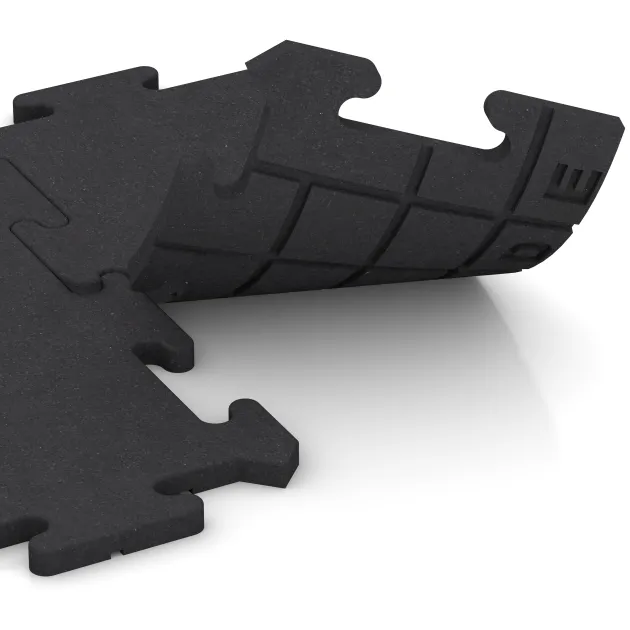 Großaufnahme vom Verbindungssystem von WARCO-Boden 4678 - Płyta brzegowa HD Fine im Farbdesign Antracyt. Abmessungen 500 x 235 x 18 mm.