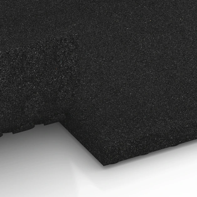 Großaufnahme vom Verbindungssystem von WARCO-Boden 6648 - Stallplatte Luxus im Farbdesign Antracyt. Abmessungen 100 x 50 x 5 cm.