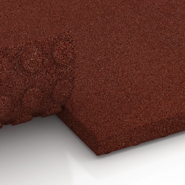 Großaufnahme vom Verbindungssystem von WARCO-Boden 6649 - Stallplatte Luxus im Farbdesign Czerwony ceglasty. Abmessungen 100 x 50 x 5 cm.