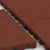 Großaufnahme vom Verbindungssystem von WARCO-Boden 3984 - Płyta podłogowa dla psów im Farbdesign Czerwony ceglasty. Abmessungen 500 x 500 x 40 mm.