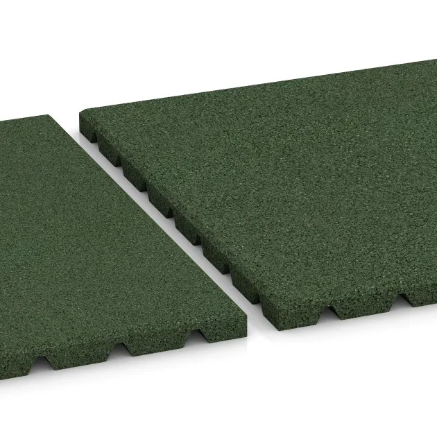 Großaufnahme vom Verbindungssystem von WARCO-Boden 3967 - Płyta podłogowa dla psów im Farbdesign Zielony trawiasty. Abmessungen 500 x 500 x 25 mm.