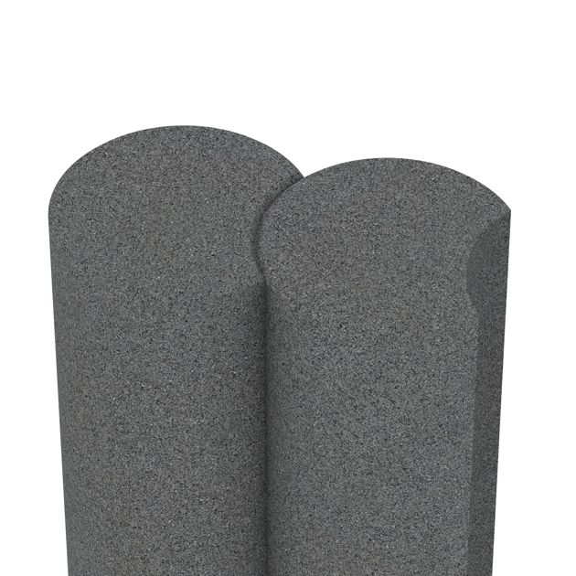 Großaufnahme vom Verbindungssystem von WARCO-Boden 2559 - Elastyczna palisada im Farbdesign Szary łupkowy. Abmessungen ø 250 x 600 mm.