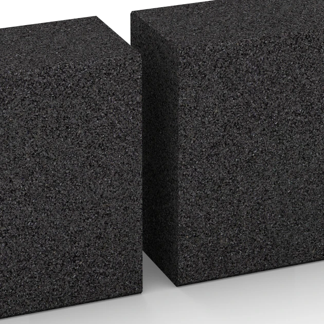 Großaufnahme vom Verbindungssystem von WARCO-Boden 7028 - Stopień z granulatu gumowego im Farbdesign Antracyt. Abmessungen 100 x 30 x 15 cm.