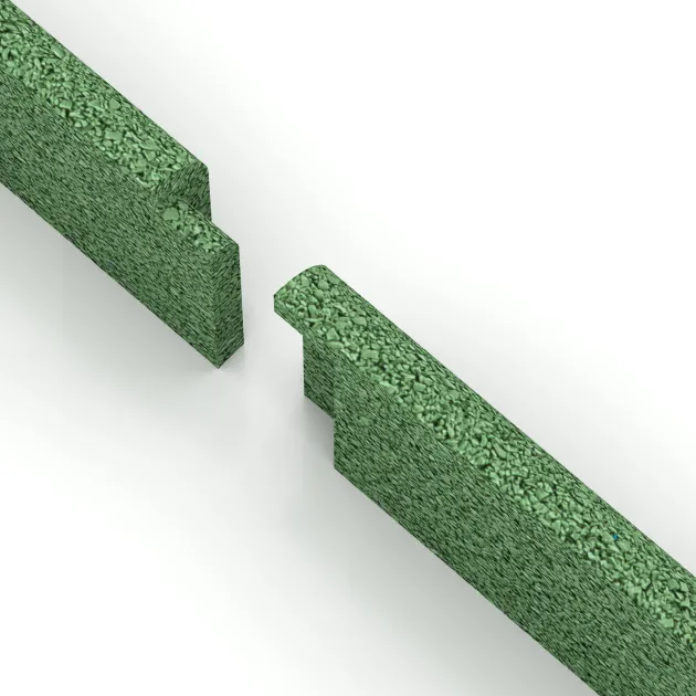 Großaufnahme vom Verbindungssystem von WARCO-Boden 4295 - Listwa przypodłogowa im Farbdesign Blady zielony. Abmessungen 750 x 80 x 20 mm.