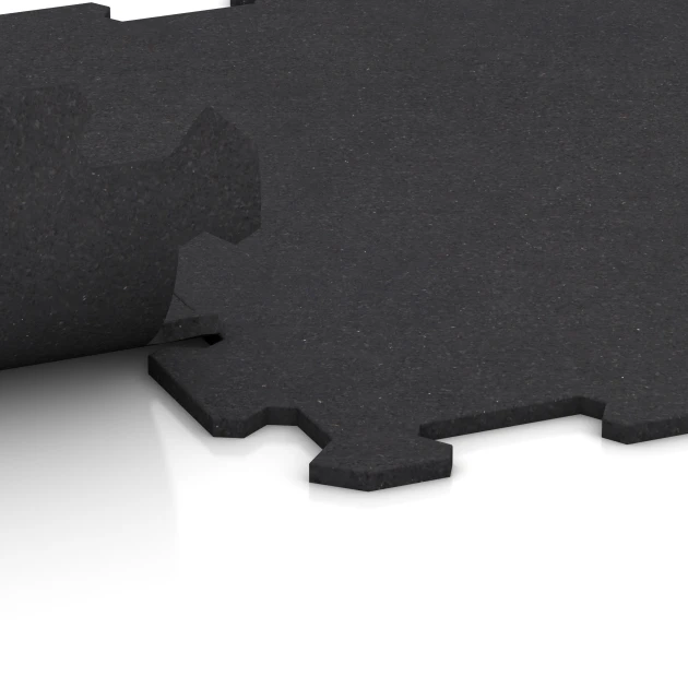 Großaufnahme vom Verbindungssystem von WARCO-Boden 0927 - Nawierzchnia Fitness Kompakt im Farbdesign Antracyt mat. Abmessungen 485 x 485 x 8 mm | 0,235 m².