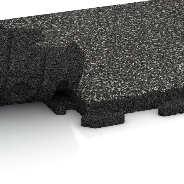 Großaufnahme vom Verbindungssystem von WARCO-Boden 1339 - Płytka na obrzeża basenu Classic im Farbdesign Ciemny granit. Abmessungen 500 x 500 x 40 mm.