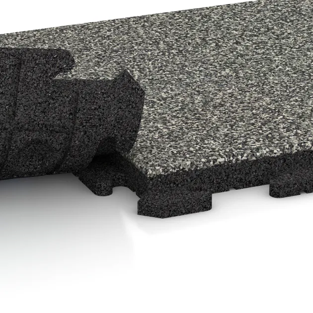 Großaufnahme vom Verbindungssystem von WARCO-Boden 1340 - Płytka na obrzeża basenu Classic im Farbdesign Klasyczny granit. Abmessungen 500 x 500 x 40 mm.