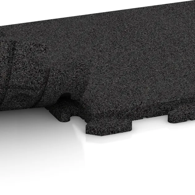 Großaufnahme vom Verbindungssystem von WARCO-Boden 5755 - Nawierzchnia eventowa im Farbdesign Antracyt. Abmessungen 500 x 500 x 30 mm.