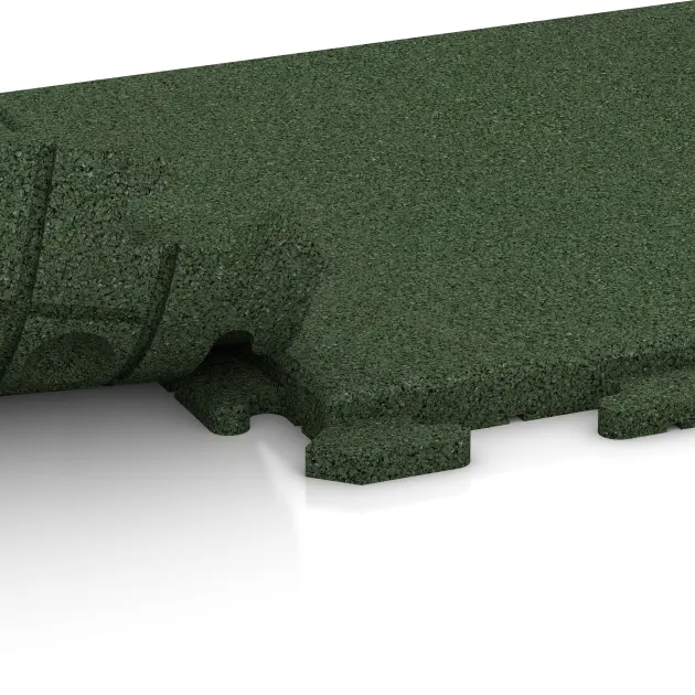 Großaufnahme vom Verbindungssystem von WARCO-Boden 1255 - Płyty chodnikowe Classic im Farbdesign Zielony trawiasty. Abmessungen 500 x 500 x 30 mm.