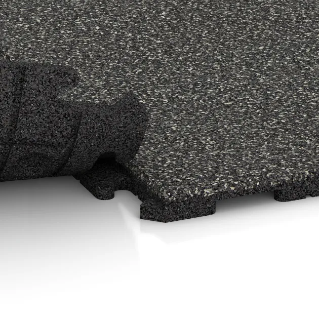 Großaufnahme vom Verbindungssystem von WARCO-Boden 5759 - Nawierzchnia eventowa im Farbdesign Ciemny granit. Abmessungen 1000 x 1000 x 30 mm.