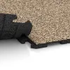 Großaufnahme vom Verbindungssystem von WARCO-Boden 1606 - Nawierzchnia Fitness Płyty Gumowe Classic im Farbdesign Trawertyn. Abmessungen 1000 x 1000 x 30 mm.