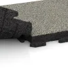 Großaufnahme vom Verbindungssystem von WARCO-Boden 1460 - Nawierzchnia Fitness Płyty Gumowe Classic im Farbdesign Jasny granit. Abmessungen 500 x 500 x 50 mm.