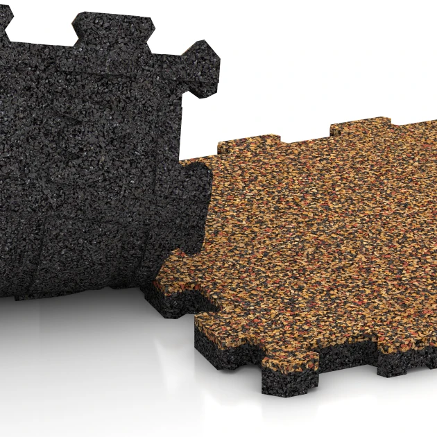 Großaufnahme vom Verbindungssystem von WARCO-Boden 5739 - Płyta zatrzaskowa targowa im Farbdesign Terakota. Abmessungen 306 x 306 x 20 mm.