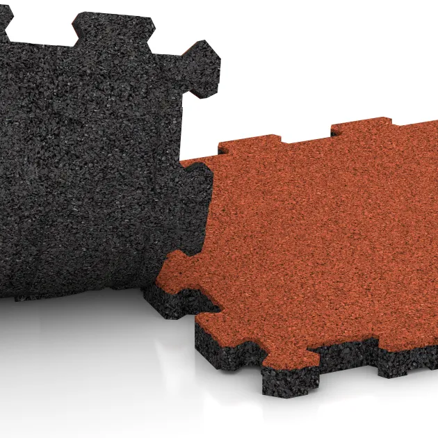 Großaufnahme vom Verbindungssystem von WARCO-Boden 5969 - Płytka schodowa im Farbdesign Oranż. Abmessungen 306 x 306 x 20 mm.