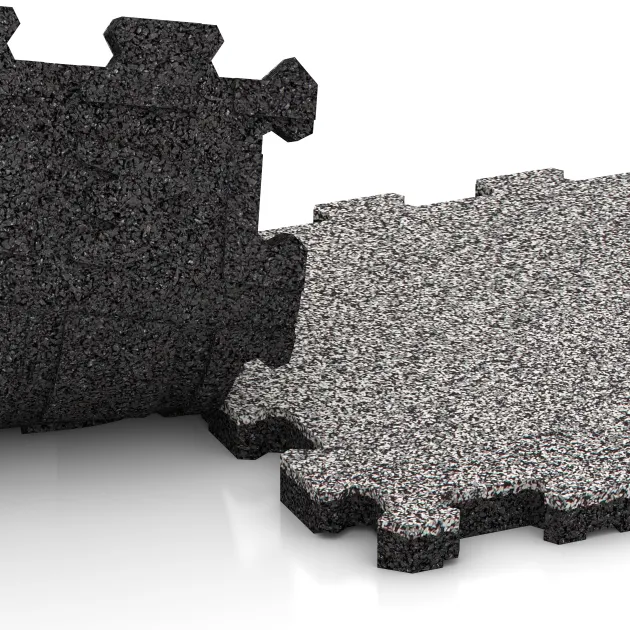 Großaufnahme vom Verbindungssystem von WARCO-Boden 5440 - Płytka schodowa im Farbdesign Szary melanż. Abmessungen 306 x 306 x 20 mm.