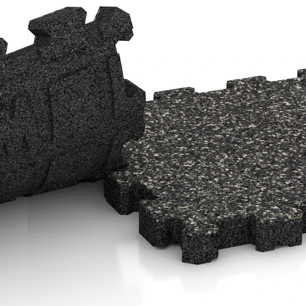 Großaufnahme vom Verbindungssystem von WARCO-Boden 4267 - Płyta tarasowa bezfugowa im Farbdesign Ciemnoszary granit. Abmessungen 30,6 x 30,6 x 3 cm | 0,094 m².