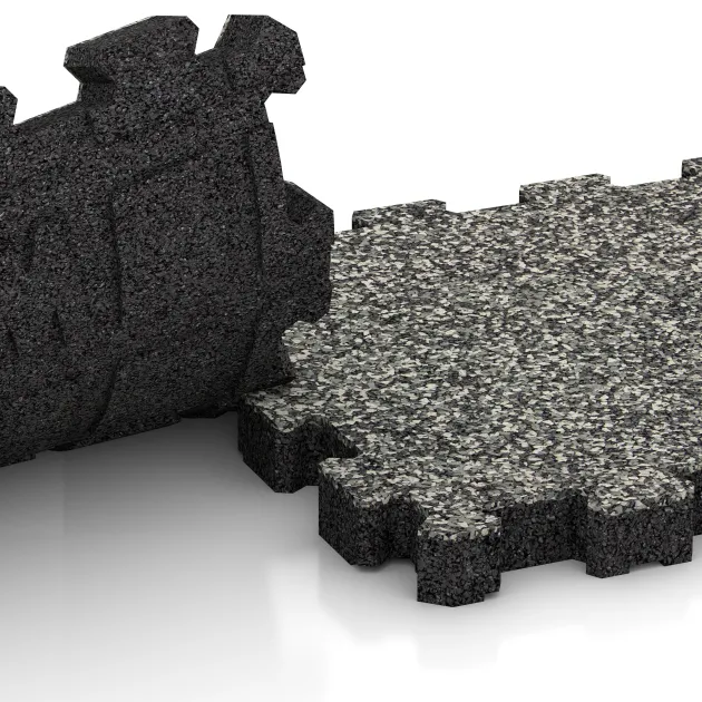 Großaufnahme vom Verbindungssystem von WARCO-Boden 6105 - Płytka na obrzeża basenu bezfugowa im Farbdesign Klasyczny granit. Abmessungen 306 x 306 x 30 mm.