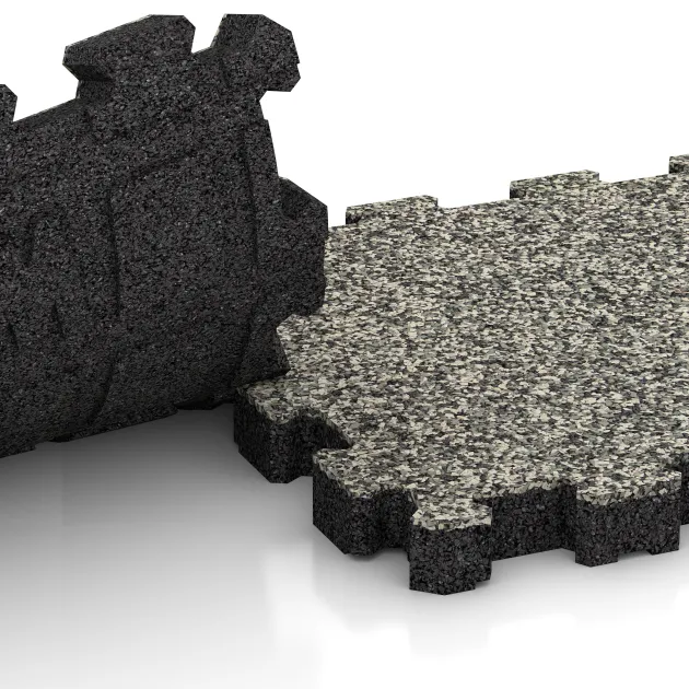 Großaufnahme vom Verbindungssystem von WARCO-Boden 6106 - Płytka na obrzeża basenu bezfugowa im Farbdesign Jasny granit. Abmessungen 306 x 306 x 30 mm.
