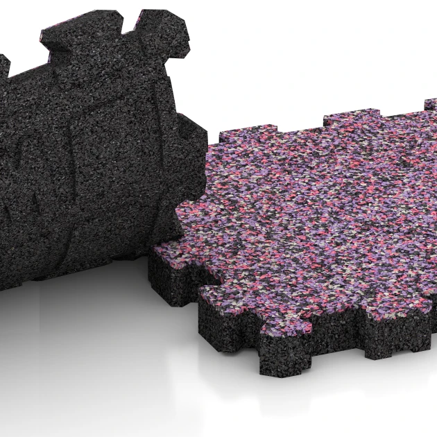 Großaufnahme vom Verbindungssystem von WARCO-Boden 5231 - Płytka na obrzeża basenu bezfugowa im Farbdesign Lawenda. Abmessungen 30,6 x 30,6 x 3 cm | 0,094 m².