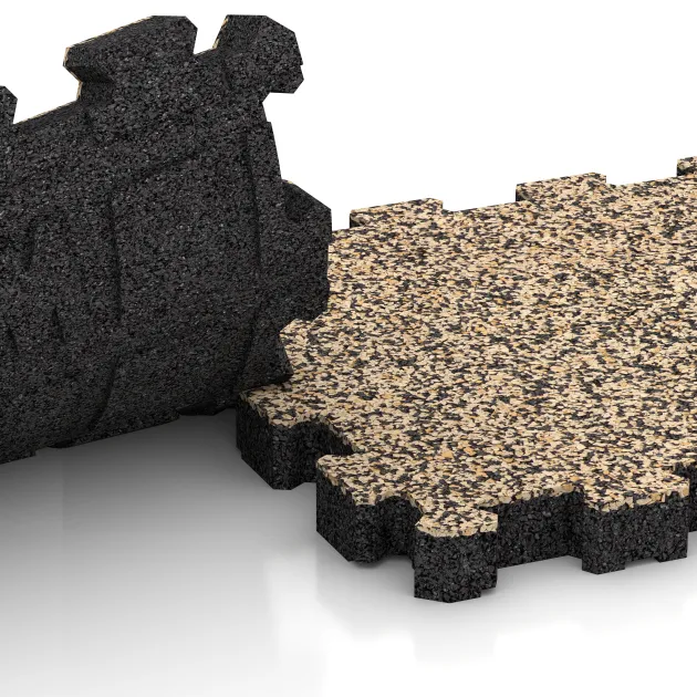 Großaufnahme vom Verbindungssystem von WARCO-Boden 6108 - Płytka na obrzeża basenu bezfugowa im Farbdesign Trawertyn. Abmessungen 306 x 306 x 30 mm.