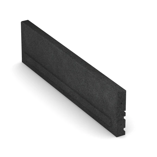 Großaufnahme vom Verbindungssystem von WARCO-Boden 3784 - Krawężnik gumowy elastyczny im Farbdesign Antracyt. Abmessungen 100 × 5 × 25 cm.
