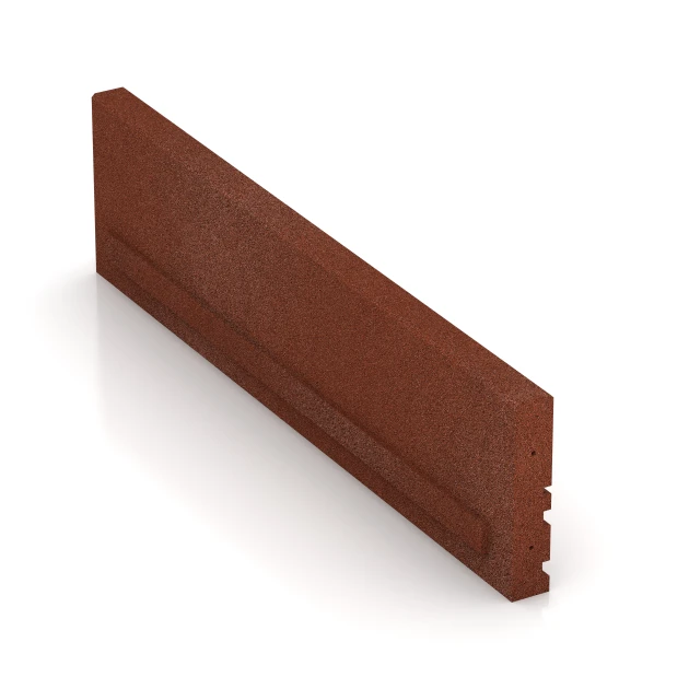 Großaufnahme vom Verbindungssystem von WARCO-Boden 3785 - Krawężnik gumowy elastyczny im Farbdesign Czerwony ceglasty. Abmessungen 100 × 5 × 25 cm.