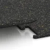 Großaufnahme vom Verbindungssystem von WARCO-Boden 3768 - Nawierzchnia Fitness Performance Elite im Farbdesign Żółty lekko nakrapiany. Abmessungen 500 x 500 x 15 mm.
