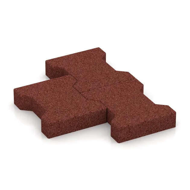 Großaufnahme vom Verbindungssystem von WARCO-Boden 3654 - Kostka brukowa gumowa im Farbdesign Czerwony ceglasty. Abmessungen 200 x 165 x 43 mm.