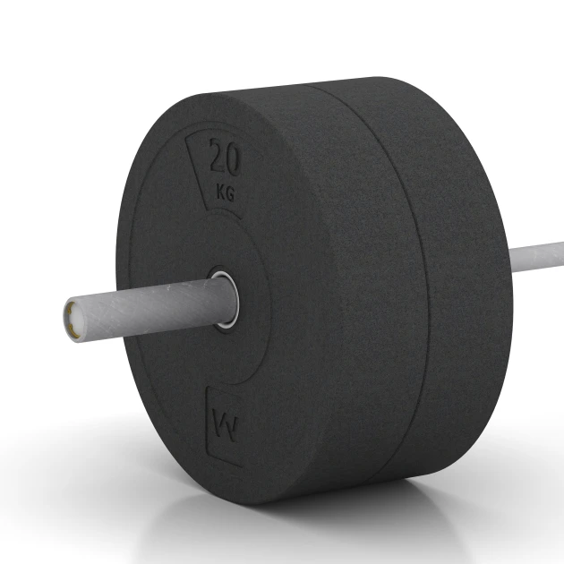Großaufnahme vom Verbindungssystem von WARCO-Boden 6087 - Bumper Plate im Farbdesign Antracyt. Abmessungen 20 kg | ø 45,4 x 11,38 cm.