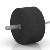 Großaufnahme vom Verbindungssystem von WARCO-Boden 6090 - Bumper Plate Slim im Farbdesign Antracyt. Abmessungen 25 kg | ø 45,4 x 11,38 cm.
