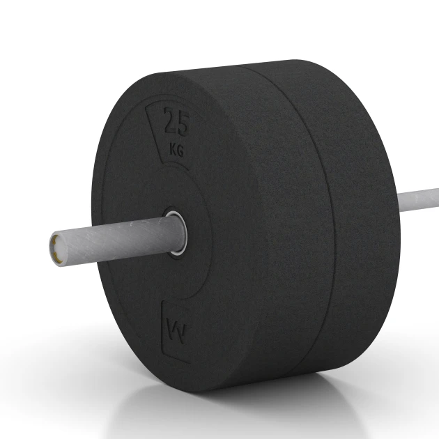 Großaufnahme vom Verbindungssystem von WARCO-Boden 6090 - Bumper Plate Slim im Farbdesign Antracyt. Abmessungen 25 kg | ø 45,4 x 11,38 cm.