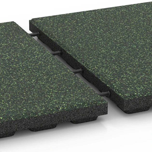 Großaufnahme vom Verbindungssystem von WARCO-Boden 6424 - Płyta amortyzująca – 120 cm im Farbdesign Trawnik angielski. Abmessungen 50 x 50 x 4 cm.