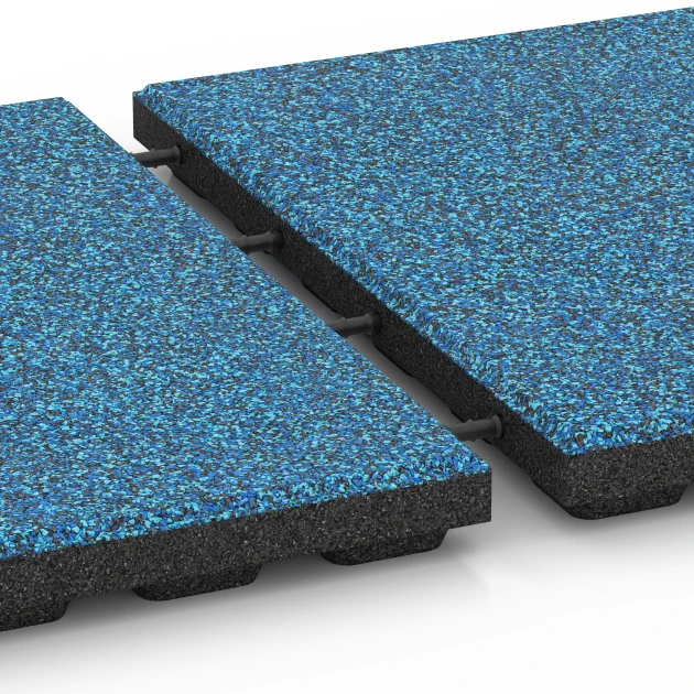 Großaufnahme vom Verbindungssystem von WARCO-Boden 6370 - Płyta tarasowa Classic im Farbdesign Atlantyk. Abmessungen 50 x 50 x 4 cm.