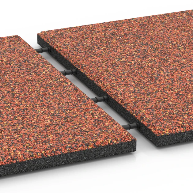 Großaufnahme vom Verbindungssystem von WARCO-Boden 6358 - Płyta tarasowa Classic im Farbdesign Etna. Abmessungen 50 x 50 x 3 cm | 0,25 m².