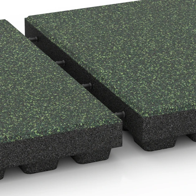 Großaufnahme vom Verbindungssystem von WARCO-Boden 6442 - Płyta amortyzująca – 210 cm im Farbdesign Trawnik angielski. Abmessungen 50 x 50 x 7 cm.