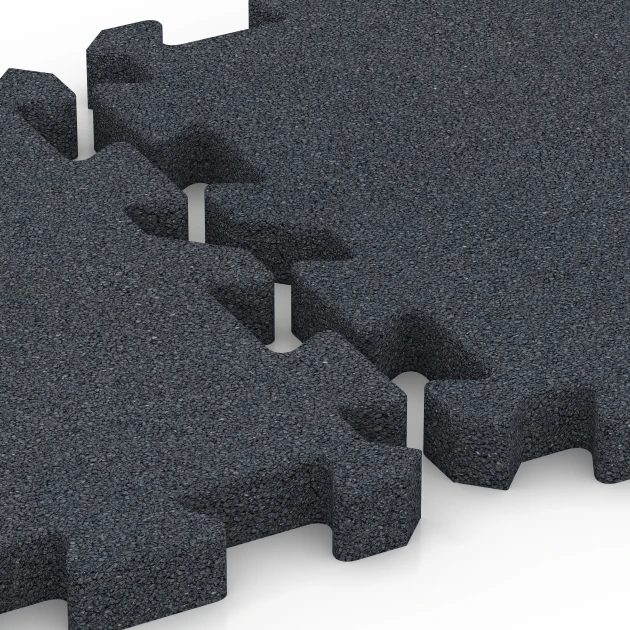 Großaufnahme vom Verbindungssystem von WARCO-Boden 6983 - Płyty na boisko im Farbdesign Szary łupkowy. Abmessungen 50 x 50 x 4 cm | 0,25 m².