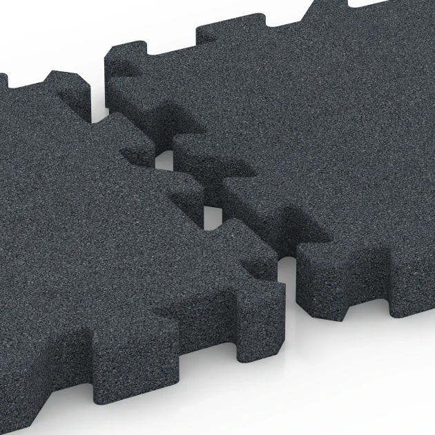 Großaufnahme vom Verbindungssystem von WARCO-Boden 6319 - Płyta puzzle na plac zabaw im Farbdesign Szary łupkowy. Abmessungen 50 x 50 x 6 cm | 0,25 m².
