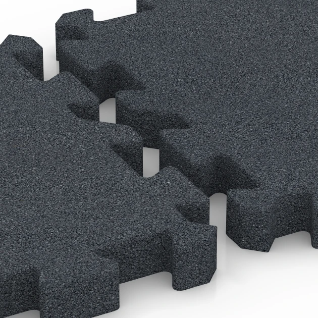 Großaufnahme vom Verbindungssystem von WARCO-Boden 6317 - Płyta puzzle na plac zabaw im Farbdesign Szary łupkowy. Abmessungen 50 x 50 x 5 cm | 0,25 m².